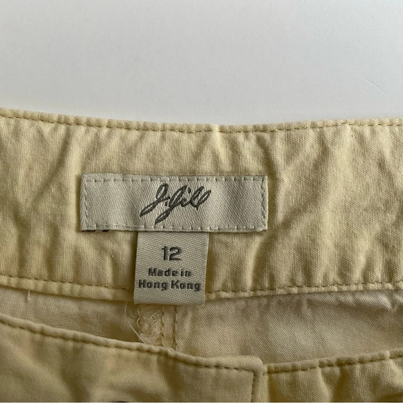 J Jill Shorts Sz 12 Yellow Zip Button Drawstring Pockets Cotton Lightweight - Picture 3 of 11